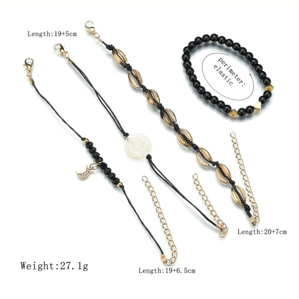 Shell Heart Moon Pendant Charm Bracelets Set - Picture 4 of 5
